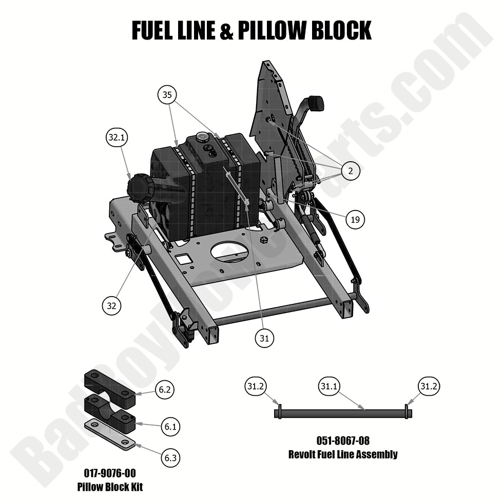 2019 Revolt - Fuel Line & Pillow Block